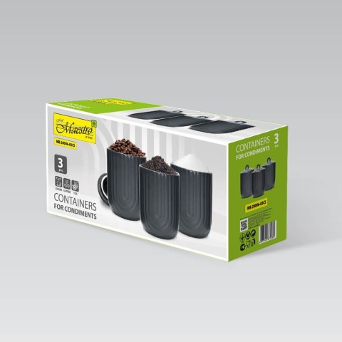 Zestaw 3 pojemników ceramicznych na kawę herbatę i cukier Line Work MAESTRO MR-20006-03CS