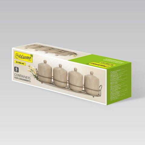 Zestaw 4 pojemników na przyprawy ze stojakiem Geometry Beige MAESTRO MR-20004-04CS