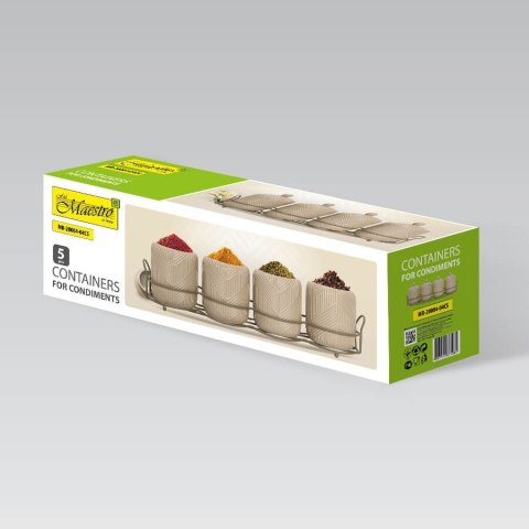 Zestaw 4 pojemników na przyprawy ze stojakiem Geometry Beige MAESTRO MR-20004-04CS