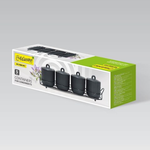 Zestaw 4 pojemników na przyprawy ze stojakiem Line Work MAESTRO MR-20006-04CS