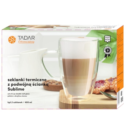 2 szklanki termiczne do kawy 400 ml TADAR sublime slim 4540