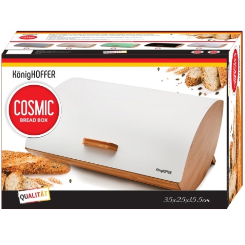 Chlebak bambusowo-stalowy KONIGHOFFER cosmic tdr-1197 - biały