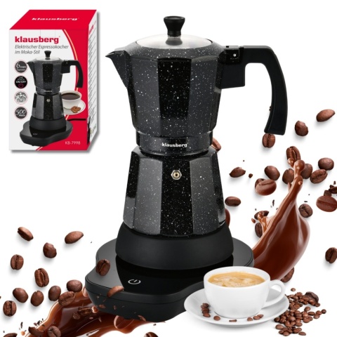 Kawiarka elektryczna espresso, Zaparzacz do kawy, 300 ml, czarny, 500 W, KLAUSBERG KB-7998