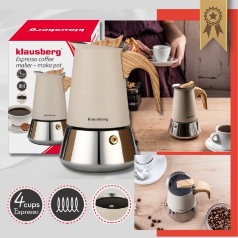 Kawiarka stalowa espresso, Zaparzacz do kawy, 200 ml, indukcja, KLAUSBERG KB-7994