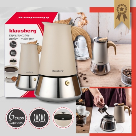 Kawiarka stalowa espresso, Zaparzacz do kawy, 300 ml, indukcja, KLAUSBERG KB-7995