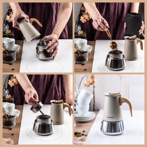 Kawiarka stalowa espresso, Zaparzacz do kawy, 300 ml, indukcja, KLAUSBERG KB-7995