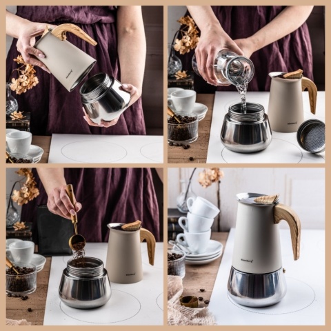 Kawiarka stalowa espresso, Zaparzacz do kawy, 450 ml, indukcja, KLAUSBERG KB-7996