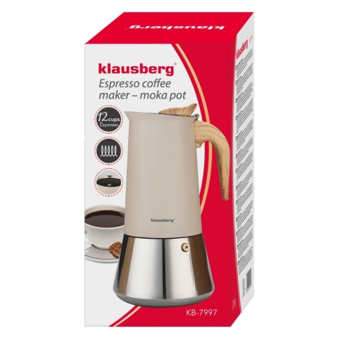 Kawiarka stalowa espresso, Zaparzacz do kawy, 600 ml, indukcja, KLAUSBERG KB-7997