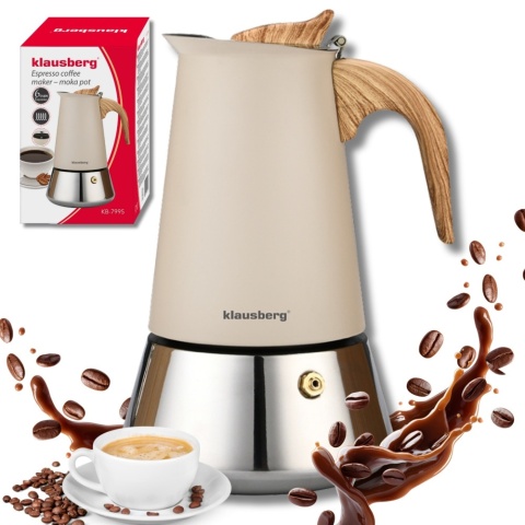 Kawiarka stalowa espresso, Zaparzacz do kawy, 600 ml, indukcja, KLAUSBERG KB-7997