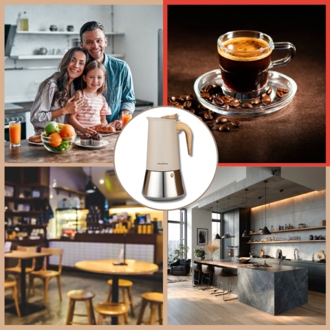 Kawiarka stalowa espresso, Zaparzacz do kawy, 600 ml, indukcja, KLAUSBERG KB-7997