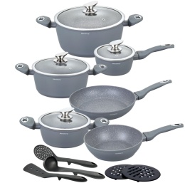 Zestaw garnków z powłoką granitową 15 ele. KLAUSBERG Marmo Grey KB-7323