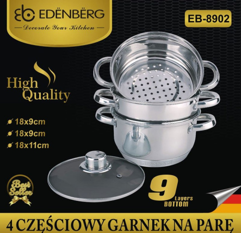 GARNKI DO GOTOWANIA NA PARZE 4 ELE 18CM EDENBERG EB-8902 GARNKI DO GOTOWANIA NA PARZE 4 ELE 18CM EDENBERG EB-8902