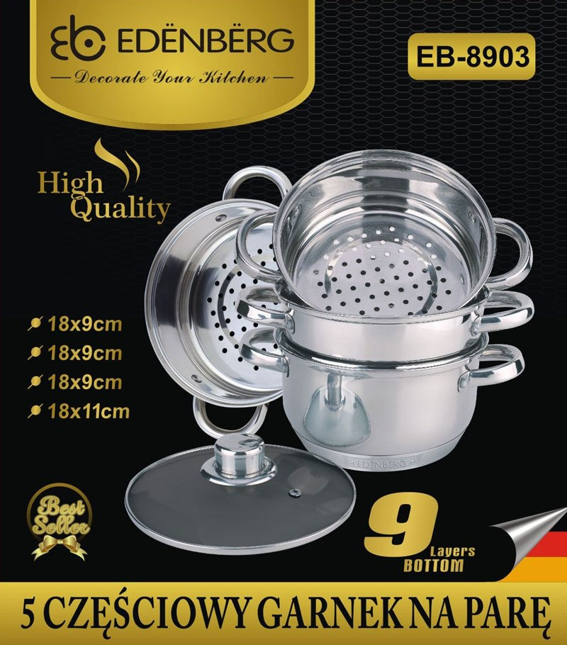 GARNKI DO GOTOWANIA NA PARZE 5 ELE 18CM EDENBERG EB-8903 GARNKI DO GOTOWANIA NA PARZE 5 ELE 18CM EDENBERG EB-8903