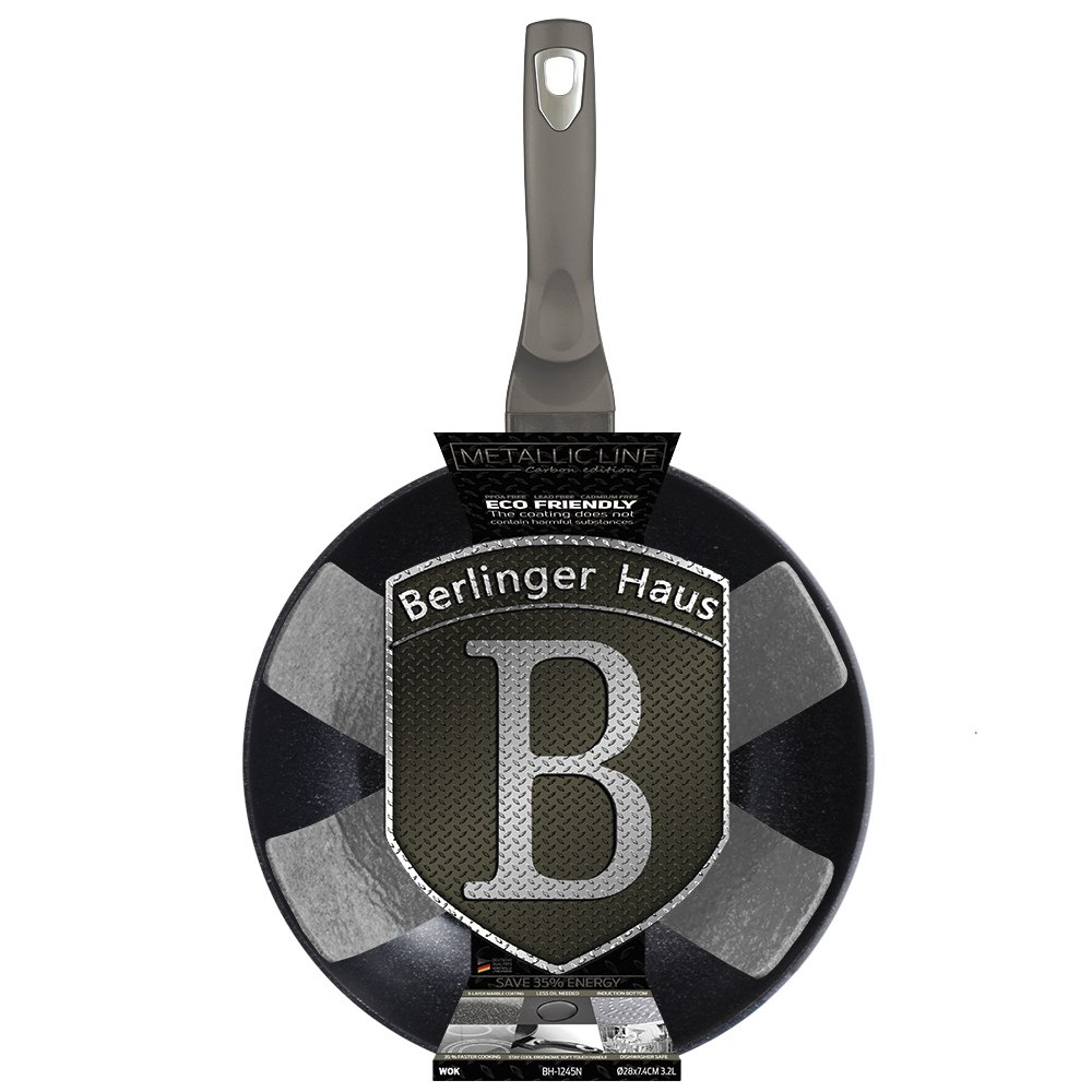 WOK GRANITOWY 28CM BERLINGER HAUS METALLIC LINE CARBON BH-1245-N WOK GRANITOWY 28CM BERLINGER HAUS METALLIC LINE CARBON BH-1245-N