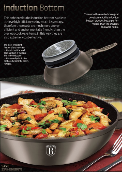 WOK GRANITOWY 28CM BERLINGER HAUS METALLIC LINE CARBON BH-1245-N WOK GRANITOWY 28CM BERLINGER HAUS METALLIC LINE CARBON BH-1245-N