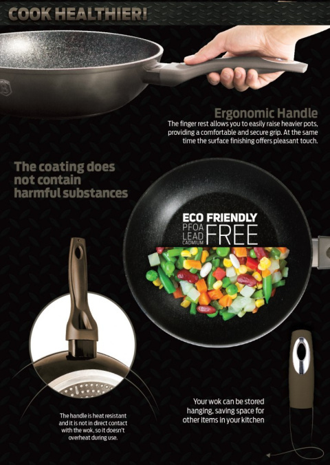 WOK GRANITOWY 28CM BERLINGER HAUS METALLIC LINE CARBON BH-1245-N WOK GRANITOWY 28CM BERLINGER HAUS METALLIC LINE CARBON BH-1245-N