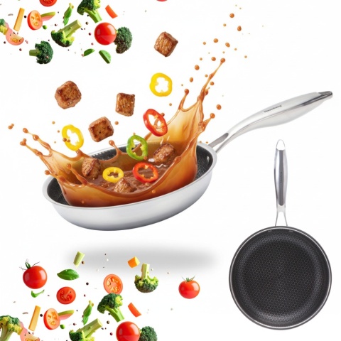 Patelnia stalowa z powłoką non-stick honeycomb, 24 cm, PFOA-Free KLAUSBERG KB-9022