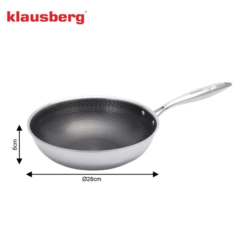 Patelnia stalowa z powłoką non-stick honeycomb, 28 cm, PFOA-Free KLAUSBERG KB-9024