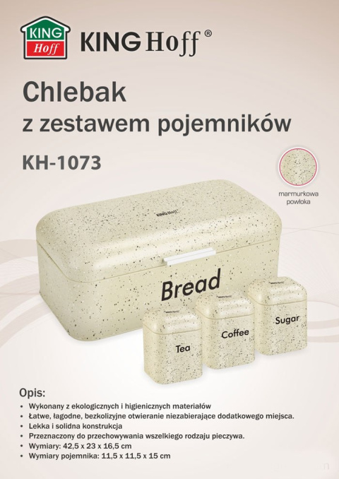 CHLEBAK W ZESTAWIE Z 3 POJEMNIKAMI KiNGHOFF KH-1073 CHLEBAK W ZESTAWIE Z 3 POJEMNIKAMI KiNGHOFF KH-1073