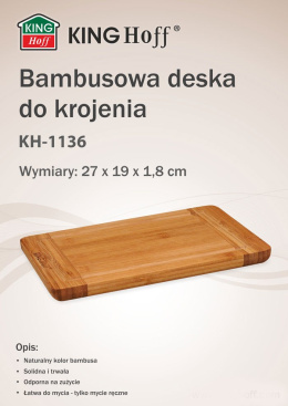 DESKA DO KROJENIA 27 X 19CM BAMBUSOWA KiNGHOFF KH-1136