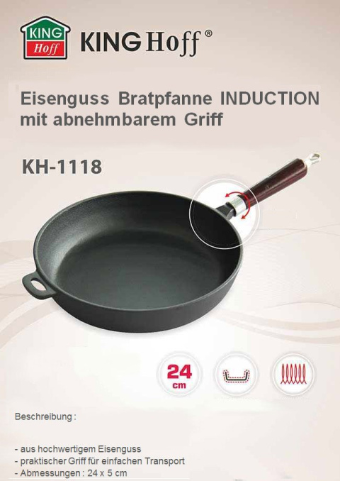 PATELNIA ŻELIWNA 24cm KiNGHOFF KH-1118 PATELNIA ŻELIWNA 24cm KiNGHOFF KH-1118