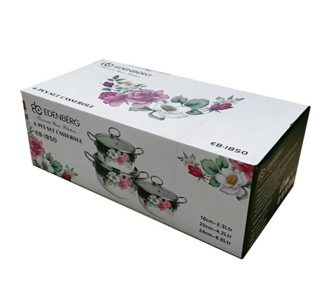 GARNKI EMALIOWANE EDENBERG ROSE 6 ELE EB-1850 GARNKI EMALIOWANE EDENBERG ROSE 6 ELE EB-1850
