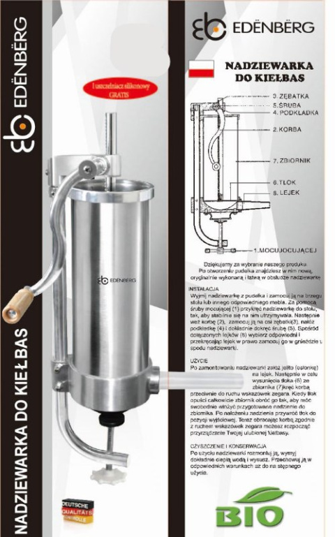 NADZIEWARKA DO KIEŁBAS PRO 2.0KG EH-6915 NADZIEWARKA DO KIEŁBAS PRO 2.0KG EH-6915