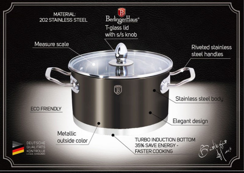 GARNKI BERLINGER HAUS PASSION CARBON METALLIC 7 ELE. BH-1319 GARNKI BERLINGER HAUS PASSION CARBON METALLIC 7 ELE. BH-1319