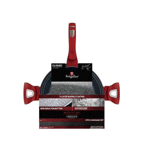 ZESTAW 3 PATELNI GRANITOWYCH 20/24/28CM BERLINGER HAUS METALLIC LINE BURGUNDY BH-1290-N ZESTAW 3 PATELNI GRANITOWYCH 20/24/28CM BERLINGER HAUS METALLIC LINE BURGUNDY BH-1290-N