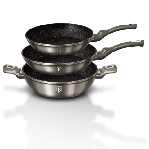 ZESTAW 3 PATELNI GRANITOWYCH 20/24/28CM BERLINGER HAUS METALLIC LINE CARBON BH-1275-N ZESTAW 3 PATELNI GRANITOWYCH 20/24/28CM BERLINGER HAUS METALLIC LINE CARBON BH-1275-N