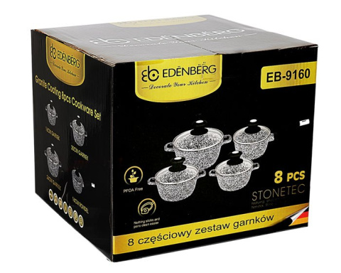 GARNKI GRANITOWE EDENBERG MARBLE 8 ELE EB-9160 GARNKI GRANITOWE EDENBERG MARBLE 8 ELE EB-9160
