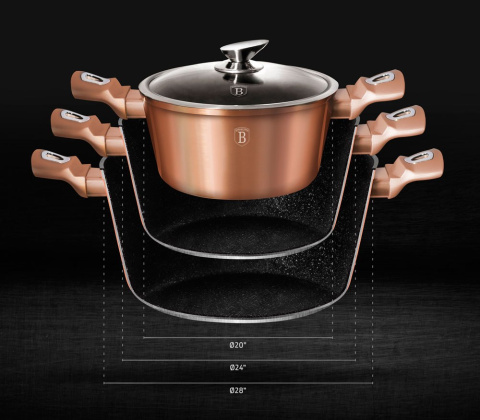 GARNEK 2.5L 20CM BERLINGER HAUS METALLIC LINE ROSE GOLD BH-1514-N GARNEK 2.5L 20CM BERLINGER HAUS METALLIC LINE ROSE GOLD BH-1514-N