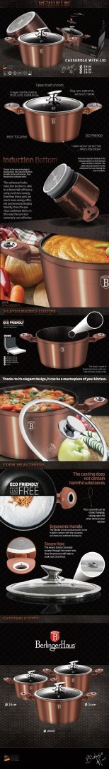 GARNEK 2.5L 20CM BERLINGER HAUS METALLIC LINE ROSE GOLD BH-1514-N GARNEK 2.5L 20CM BERLINGER HAUS METALLIC LINE ROSE GOLD BH-1514-N