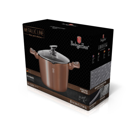 GARNEK DO MAKARONU 5.5L BERLINGER HAUS METALLIC LINE ROSE GOLD BH-1520-N GARNEK DO MAKARONU 5.5L BERLINGER HAUS METALLIC LINE ROSE GOLD BH-1520-N