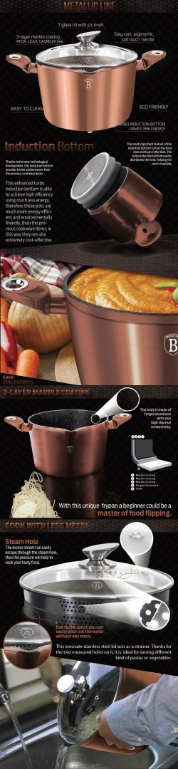 GARNEK DO MAKARONU 5.5L BERLINGER HAUS METALLIC LINE ROSE GOLD BH-1520-N GARNEK DO MAKARONU 5.5L BERLINGER HAUS METALLIC LINE ROSE GOLD BH-1520-N