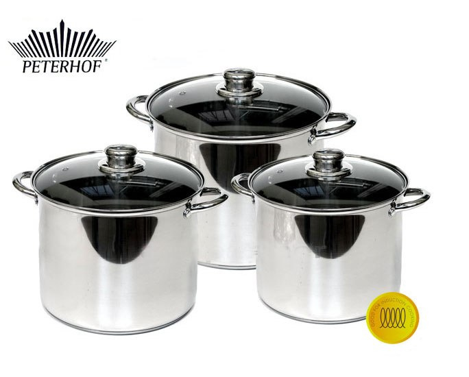 GARNKI PETERHOF STOCK POT 6 ELE 9.5L+7.5L+5.5L PH-15824 GARNKI PETERHOF STOCK POT 6 ELE 9.5L+7.5L+5.5L PH-15824