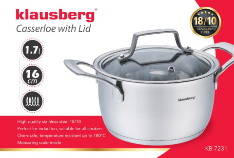 GARNEK 1.7L / 16CM KLAUSBERG PREMIUM 18/10 KB-7231 GARNEK 1.7L / 16CM KLAUSBERG PREMIUM 18/10 KB-7231