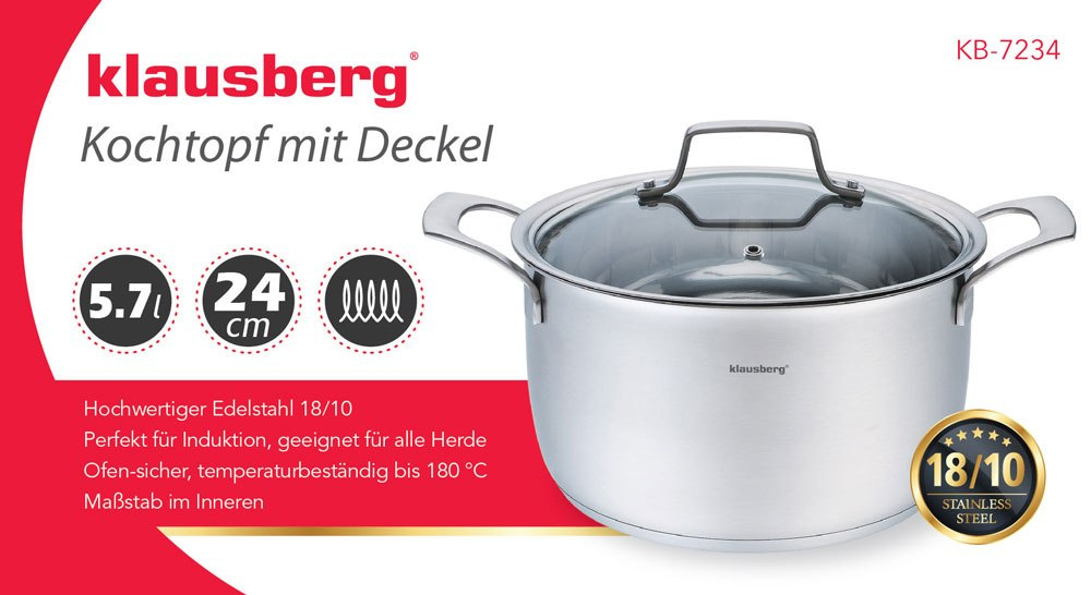 GARNEK 5.7L / 24CM KLAUSBERG PREMIUM 18/10 KB-7234 GARNEK 5.7L / 24CM KLAUSBERG PREMIUM 18/10 KB-7234