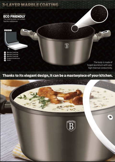 GARNKI BERLINGER HAUS METALLIC LINE CARBON 15 ELE BH-1223-N GARNKI BERLINGER HAUS METALLIC LINE CARBON 15 ELE BH-1223-N
