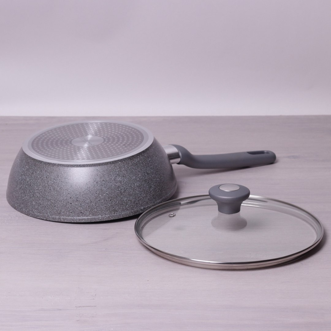 PATELNIA GRANITOWA GŁĘBOKA Z POKRYWKĄ 26CM KAMILLE KM-4276-GR PATELNIA GRANITOWA GŁĘBOKA Z POKRYWKĄ 26CM KAMILLE KM-4276-GR