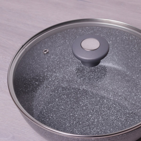 PATELNIA GRANITOWA GŁĘBOKA Z POKRYWKĄ 26CM KAMILLE KM-4276-GR PATELNIA GRANITOWA GŁĘBOKA Z POKRYWKĄ 26CM KAMILLE KM-4276-GR