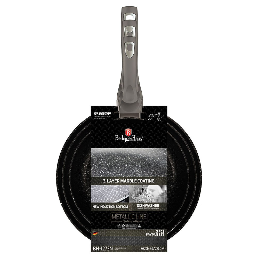 ZESTAW 3 PATELNI GRANITOWYCH 20/24/28CM BERLINGER HAUS METALLIC LINE CARBON BH-1273-N ZESTAW 3 PATELNI GRANITOWYCH 20/24/28CM BERLINGER HAUS METALLIC LINE CARBON BH-1273-N