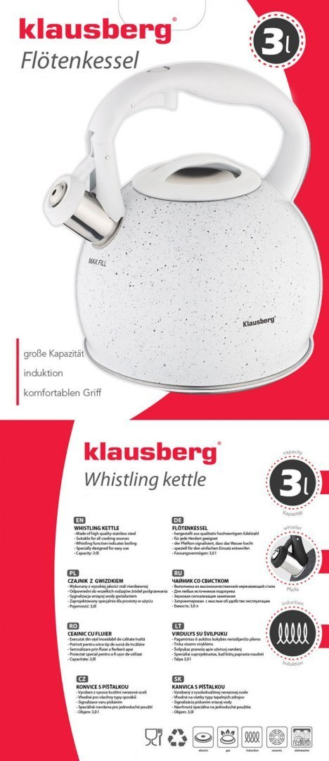 CZAJNIK STALOWY 3.0L KLAUSBERG MARMO KB-7265