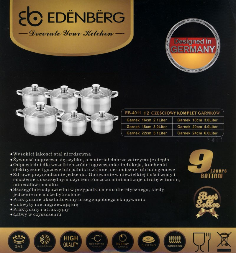 GARNKI EDENBERG JUMBO 12 ELE. DNO X9 EB-4011 GARNKI EDENBERG JUMBO 12 ELE. DNO X9 EB-4011