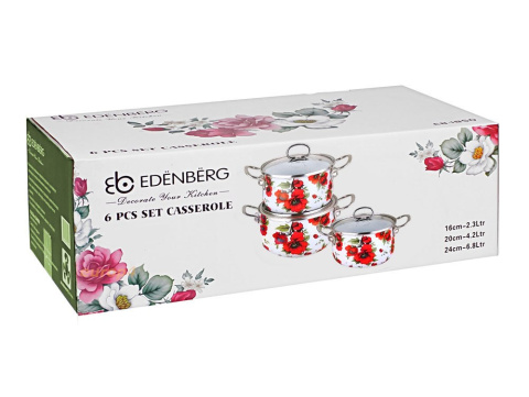 GARNKI EMALIOWANE EDENBERG POPPY 6 ELE EB-1855 GARNKI EMALIOWANE EDENBERG POPPY 6 ELE EB-1855