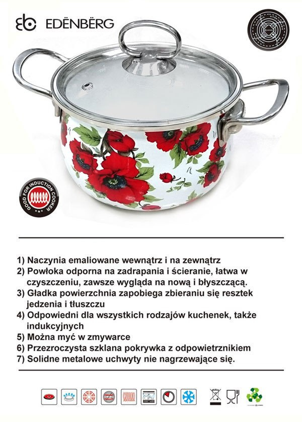 GARNKI EMALIOWANE EDENBERG POPPY 6 ELE EB-1855 GARNKI EMALIOWANE EDENBERG POPPY 6 ELE EB-1855