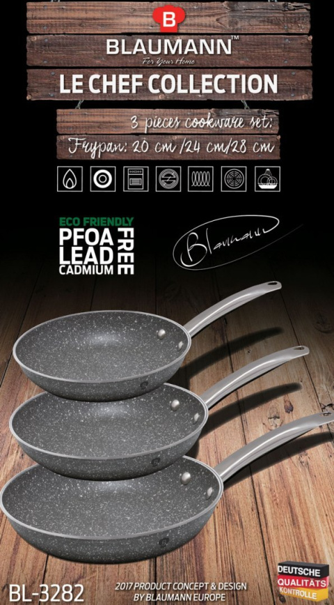 ZESTAW 3 PATELNI BLAUMANN Le Chef Line BL-3282 ZESTAW 3 PATELNI BLAUMANN Le Chef Line BL-3282