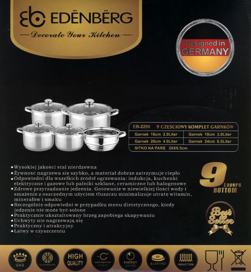 GARNKI EDENBERG JUMBO 9 ELE. DNO X9 EB-2299 GARNKI EDENBERG JUMBO 9 ELE. DNO X9 EB-2299