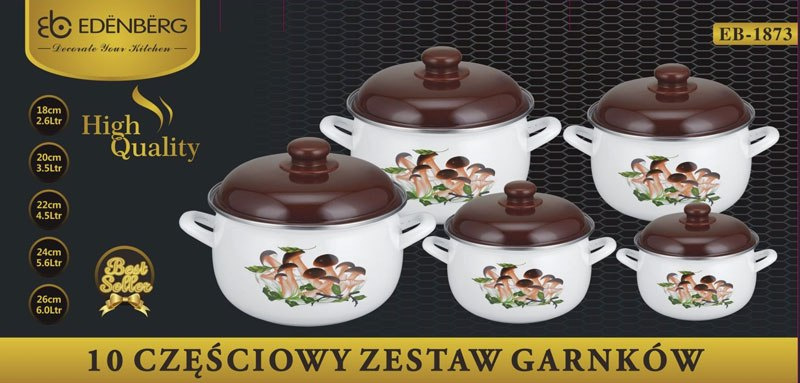 ZESTAW GARNKÓW EMALIOWANYCH 10 ELE. EDENBERG EB-1873 ZESTAW GARNKÓW EMALIOWANYCH 10 ELE. EDENBERG EB-1873