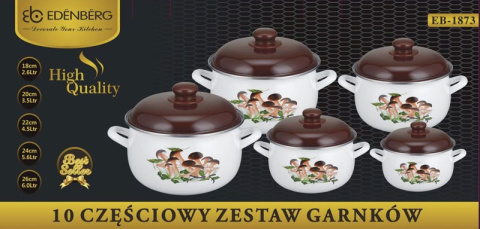 ZESTAW GARNKÓW EMALIOWANYCH 10 ELE. EDENBERG EB-1873 ZESTAW GARNKÓW EMALIOWANYCH 10 ELE. EDENBERG EB-1873